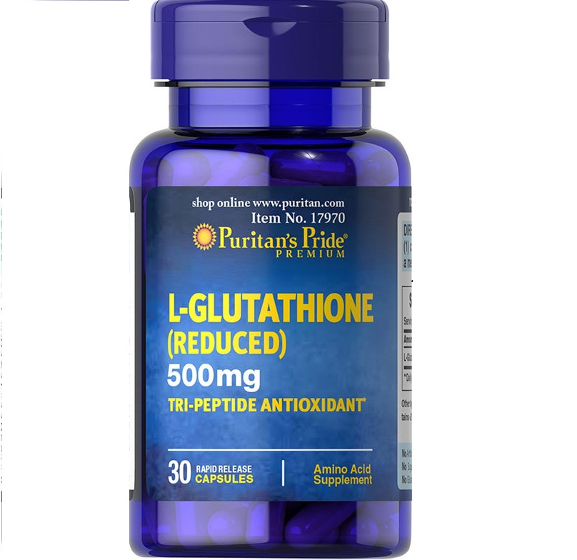 Viên uống dưỡng trắng da, giải độc gan, tăng sức đề kháng Puritans Pride Glutathione Reduced 500mg của Mỹ hộp 30 viên