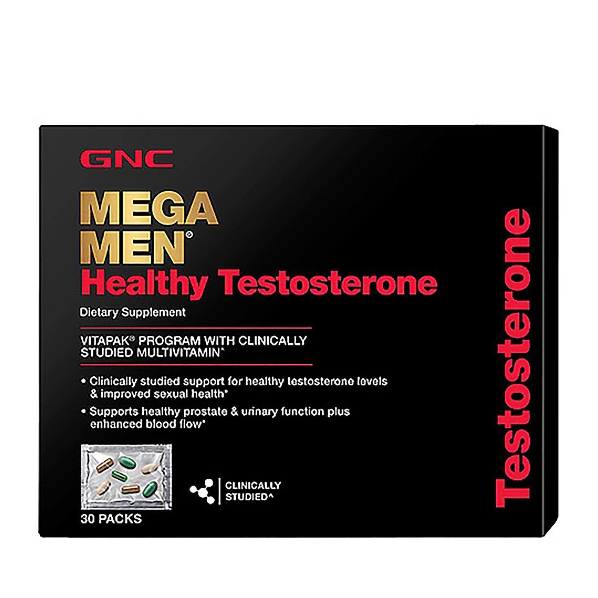 Viên uống tăng cường sinh lý, chống lão hóa cho nam giới GNC Mega Men Healthy Testosterone hộp 30 gói hình 1
