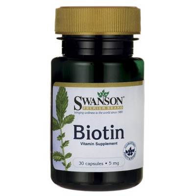 Viên uống Biotin ngăn rụng tóc, kích thích tóc và móng tay chắc khỏe Swanson Premium Biotin 5mg của Mỹ hộp 30 viên hình 1