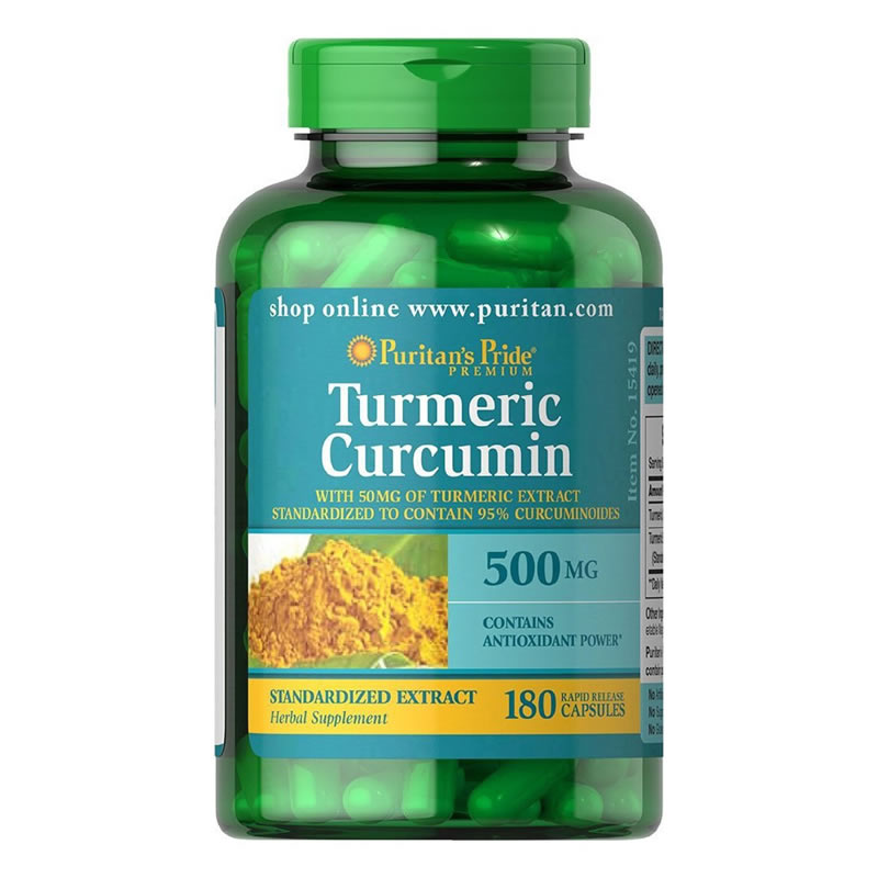 Viên uống tinh nghệ vàng phòng ngừa ung thư, giải độc gan, làm đẹp da puritan pride turmeric curcumin của mỹ hộp 180 viên