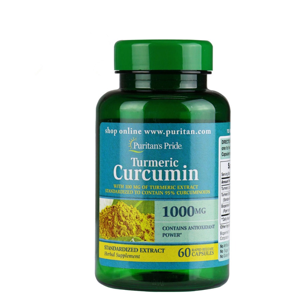 Viên uống tinh nghệ vàng làm đẹp da, chống ung thư, trị viêm loét dạ dày puritan pride turmeric curcumin 1000mg của mỹ hộp 60 viên