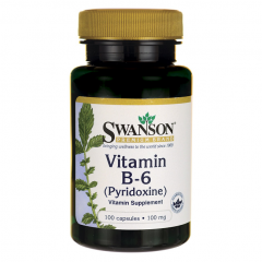 Viên uống bổ sung vitamin B6 bảo vệ tim mạch và não bộ Swanson Premium Vitamin B6 Pyridoxine của Mỹ hộp 100 viên