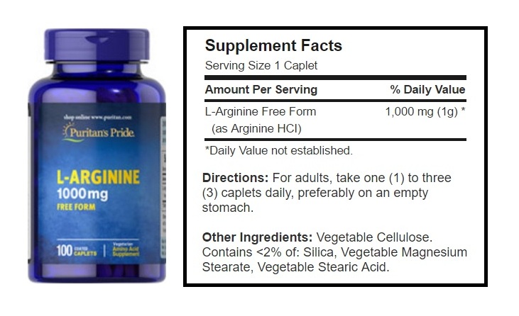Puritan's pride l-arginine 1000mg 100 viên viên uống tăng cường chức năng giải độc gan