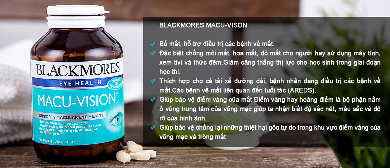Blackmores macu - vision 125 viên của Úc: viên uống bổ mắt