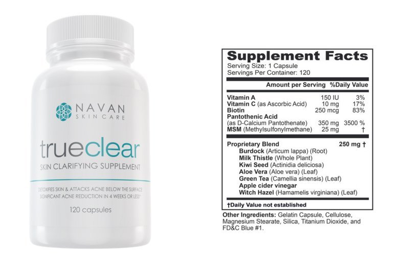 Navan trueclear skin clarifying supplement 90 viên: viên uống trị mụn