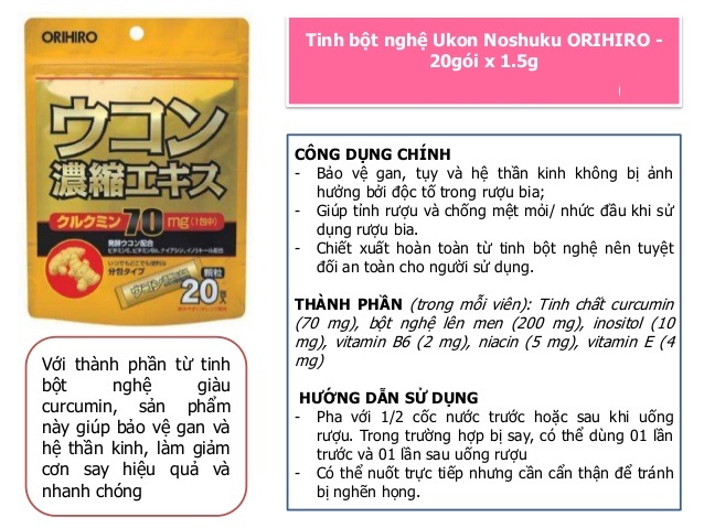 Bột nghệ giải rượu ukon orihiro