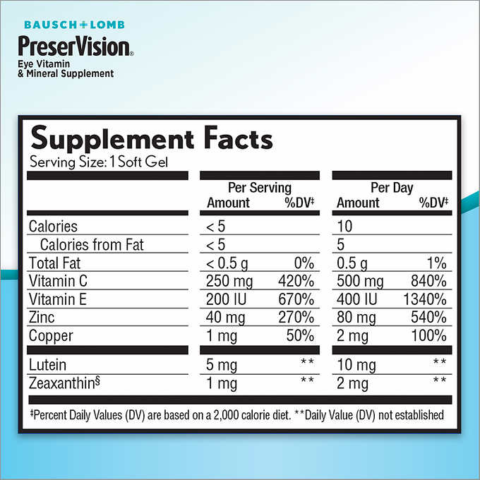 Thành phần Bausch Lomb + PreserVision ® Lutein