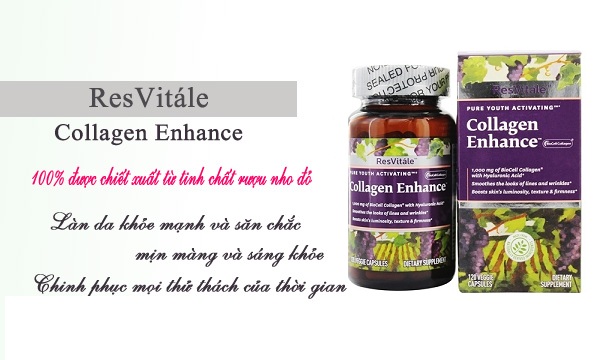 Resvitále™ collagen enhance gnc - collagen cao cấp trẻ hóa làn da nhanh chóng 1000mg 120 viên