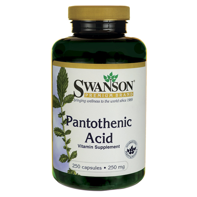 Viên uống bổ sung vitamin b5 swanson pantothenic acid 250mg, 250 viên - mỹ