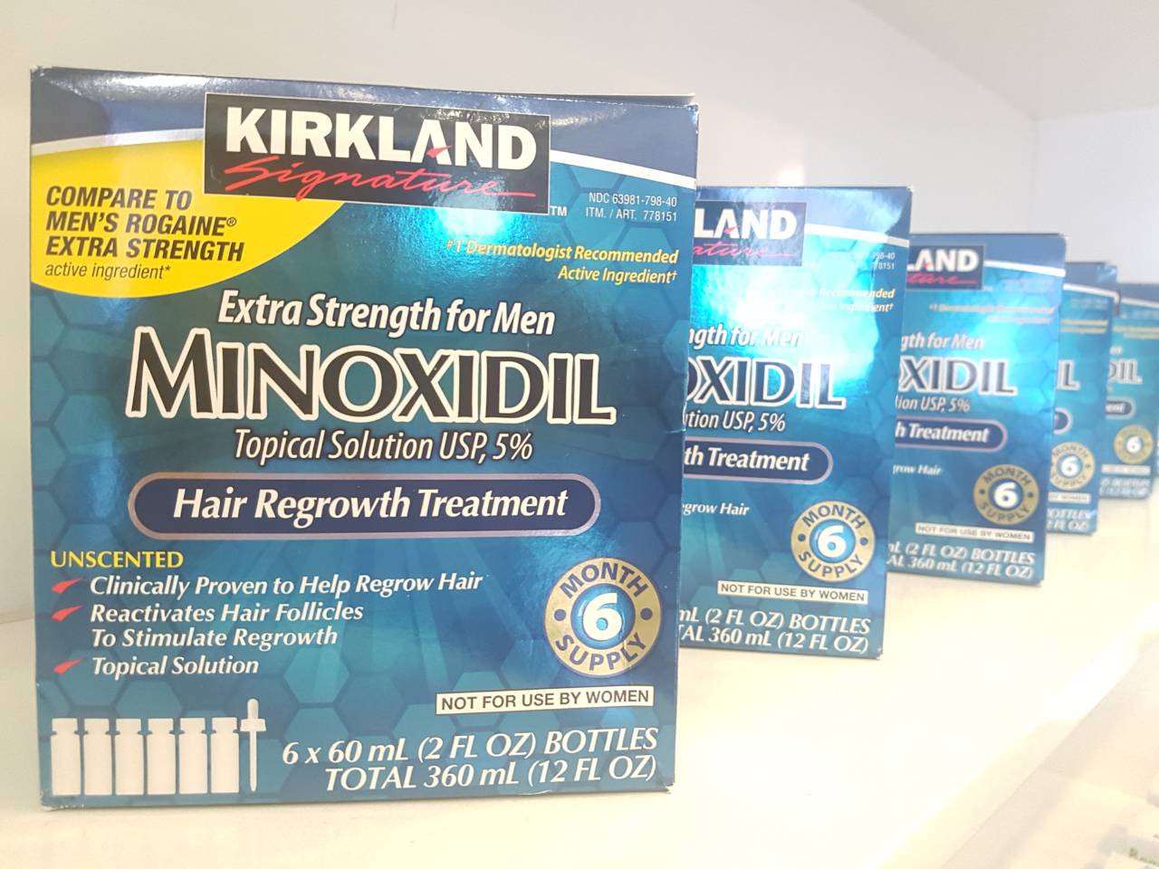 Dung dịch mọc tóc minoxidil 5% kirkland của mỹ chống rụng tóc và hói đầu cho nam giới, hộp gồm 6 chai