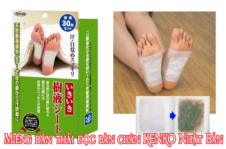 Miếng dán thải độc bàn chân thanh lọc cơ thể kenko nhật bản hộp 30 gói