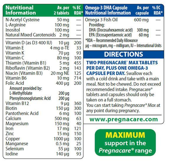 Vitamin bầu pregnacare max của anh - hộp 84 viên mới
