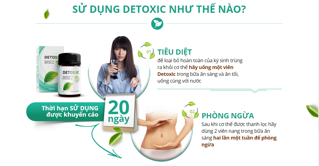 Detoxic chế phẩm diệt ký sinh trùng 20 viên
