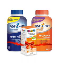 Combo Gia đình sống khỏe: One A Day Men's Multivitamin + One a Day Multivitamin Women's + Pediakid 22 Vitamines