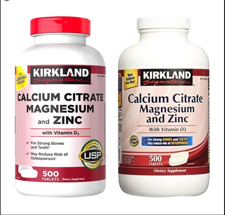 Kirkland Signature Calcium Citrate 500 mg cung cấp Vitamin D, Canxi, Kẽm, Magie cho cơ thể