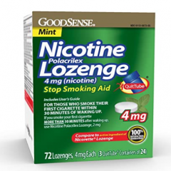 Kẹo Cai Nicotin - GoodSense Nicotine Polacrilex Lozenge 4mg, Hương vị bạc hà, 72 viên