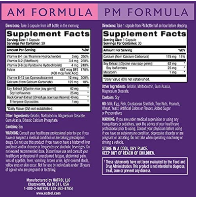 Natrol Complete Balance® for Menopause AM/PM Formula gồm 2 lọ, mỗi lọ 30 viên