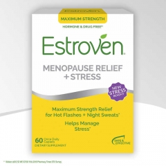 Estroven Maximum Strength Menopause Relief + Stress, 60 Caplets: Giảm bốc hỏa, đổ mồ hôi đêm cho phụ nữ tền mãn kinh