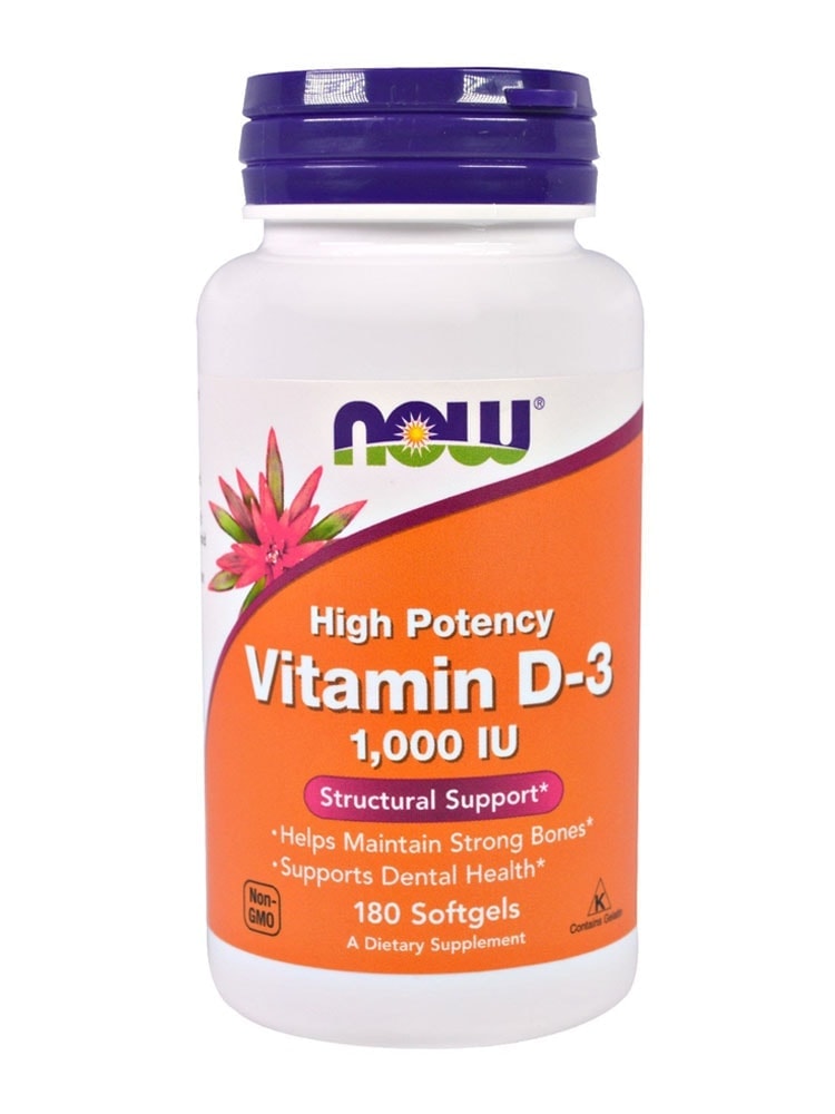 NOW Foods Vitamin D3 5000 IU ổ sung 5000 IU Vitamin D3, có khả năng duy trì cấu trúc và sức khỏe xương