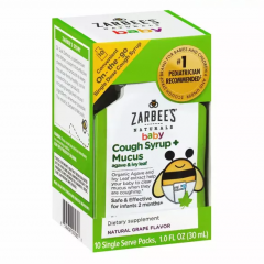 Zarbee’s Baby Cough Syrup + Mucus Siro ho, long đờm cho trẻ từ 2 tháng tuổi 10 gói (30ml)