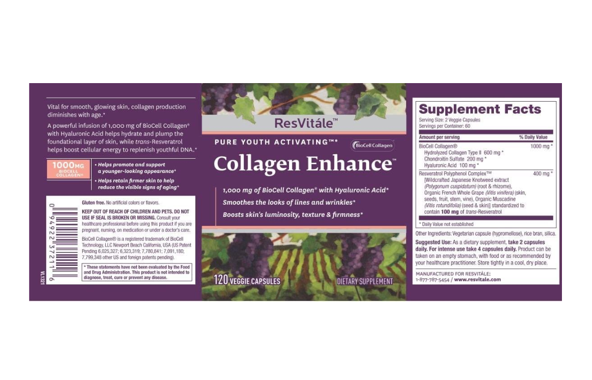 Resvitále™ collagen enhance gnc - collagen cao cấp trẻ hóa làn da nhanh chóng 1000mg 120 viên 