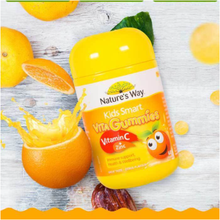 Kẹo dẻo bổ sung vitamin C và Kẽm cho bé Kids Smart Vita Gummies Vitamin C and Zinc hương cam quýt hộp 60 viên hình 1