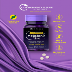 Carlyle Melatonin 12 mg Fast Dissolve 180 viên - Viên Hỗ Trợ Ngủ Ngon