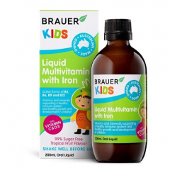 Brauer Kids Liquid Multivitamin with Iron Bổ Sung Vitamin Tổng Hợp Cho Bé 200ml