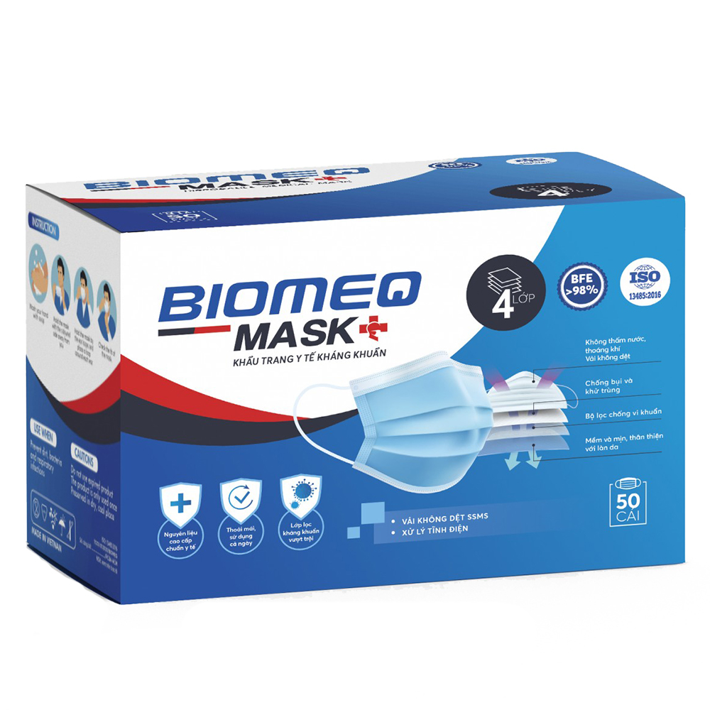 Khẩu Trang Y Tế 4 Lớp Kháng Khuẩn BIOMEQ Mask - Áp Dụng Khuyến Mãi Giá 1.000 đ/1 hộp Cho Hộp Thứ 2.