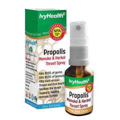 Xịt keo ong Ivy Health Propolis Manuka & Herbal Throat Spray 25ml của Úc - Diệt khuẩn, virus, bảo vệ hệ hô hấp