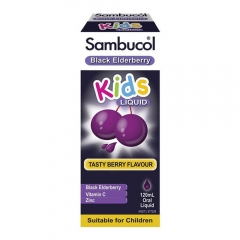 Siro Sambucol Black Elderbrerry Kids Liquid 120ml bổ sung Vitamin C và Zinc.