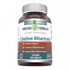 Amazing Formulas Choline Bitartrate 650 mg 180 viên - Viên uống hỗ trợ trí não & tim mạch.