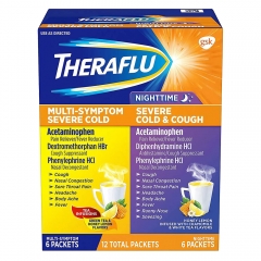Theraflu Multi-Symptom Nighttime Severe Cold & Cough 12 gói - Bột uống ngừa cảm lạnh & ho