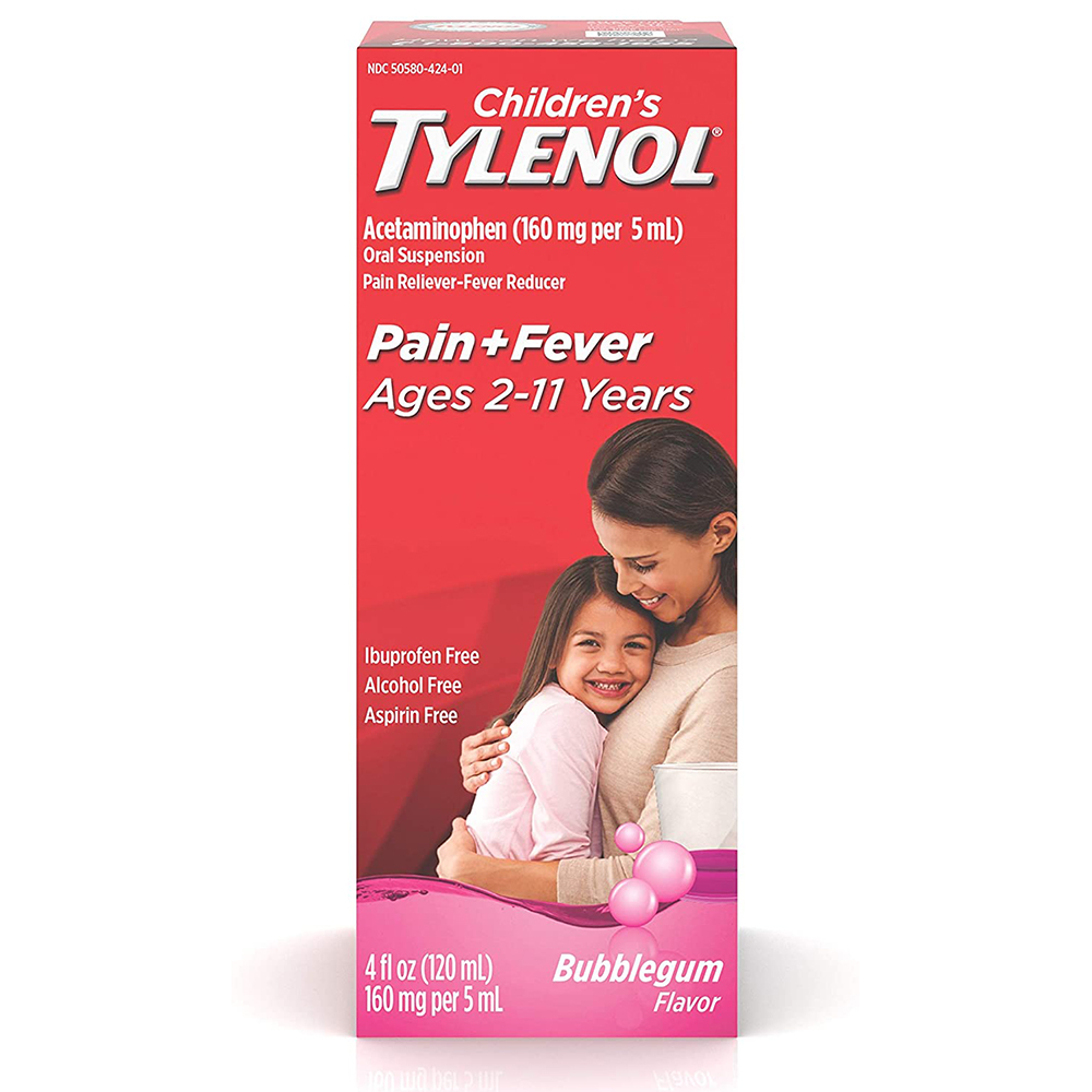 Siro giảm đau hạ sốt cho trẻ 2-11 tuổi Children’s Tylenol Pain Fever 120ml (Bubble Gum)