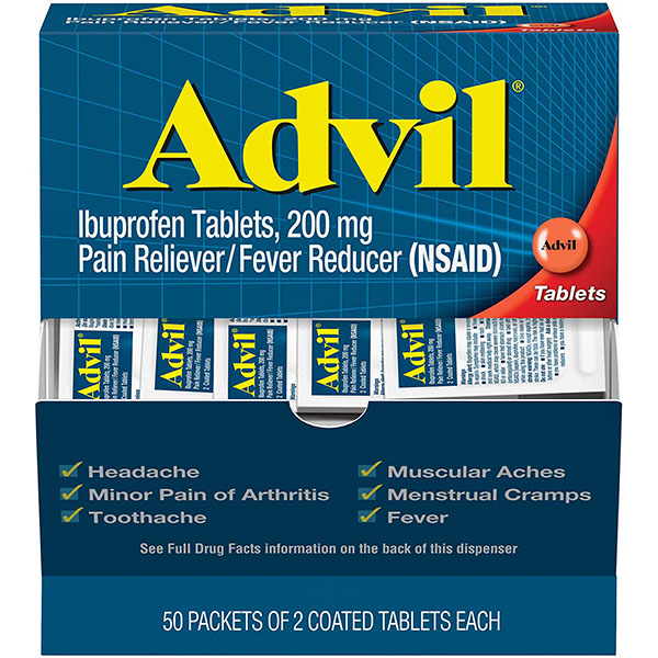 Advil Ibuprofen 200mg 50 gói x 2 viên - Viên uống giảm đau, hạ sốt.