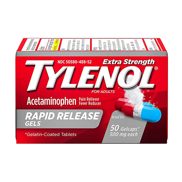Tylenol Rapid Release Acetaminophen 500mg 50 Gelcaps - Giảm Đau Hạ Sốt