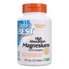 Doctor's Best High Absorption Magnesium 100% Chelated 100 mg 120 viên - Viên Uống Bổ Sung Magnesium.