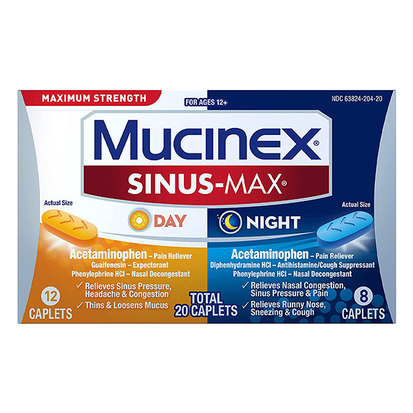 Viên uống giảm cảm ho ngày và đêm Mucinex Sinus-Max Maximum Strength Day & Night 20 Viên.