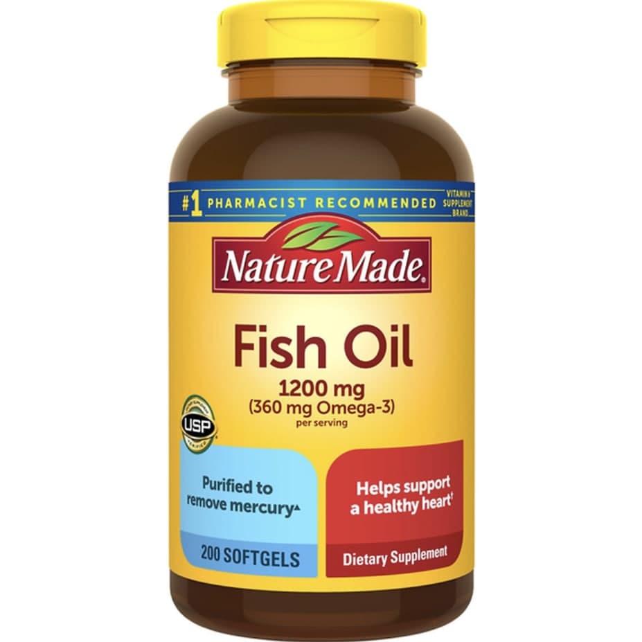 Viên uống bảo vệ tim mạch của mỹ nature made fish oil 1200mg omega 3 200 viên