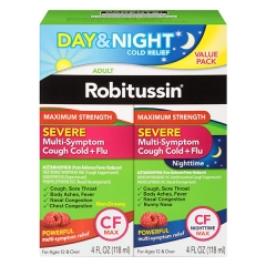 Siro giảm ho, cảm cúm, viêm họng Robitussin Maximum Strength Severe Multi-Symptom Cough Cold + Flu  CF MAX Set 2 Chai 236ml