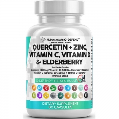 Viên uống tăng cường hệ miễn dịch Clean Nutraceuticals Immune Support Quercetin, Zinc, Vitamin C , Vitamin D, Elderberry 60 viên