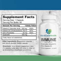 Viên uống tăng cường hệ miễn dịch sức đề kháng Immune Support Supplement Quercetin, Vitamin C, Zinc, Vitamin D3 60 viên.