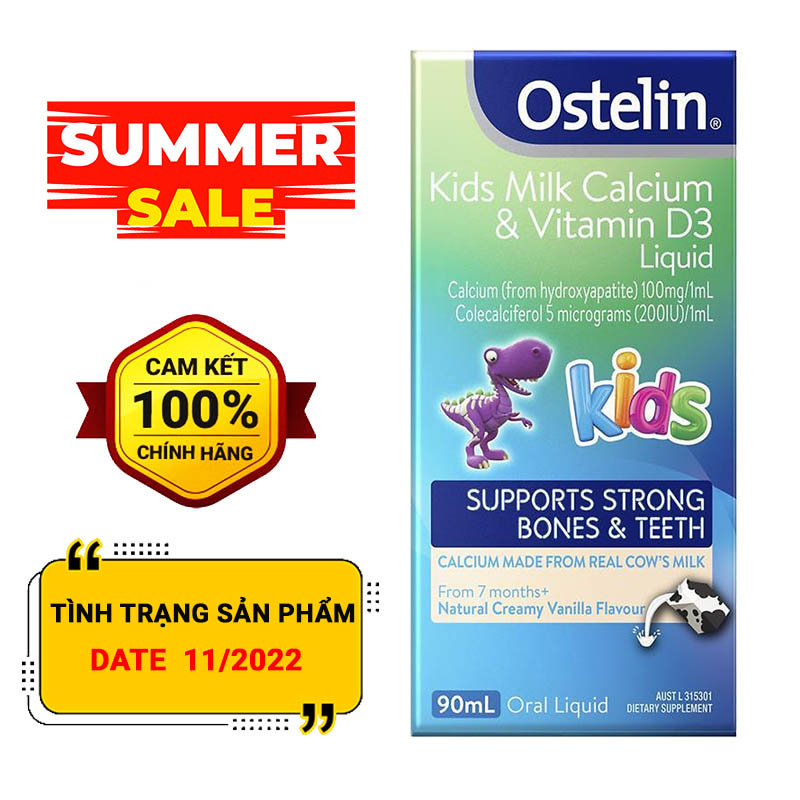 Ostelin Kids Milk Calcium & Vitamin D3 Liquid 90ml của Úc