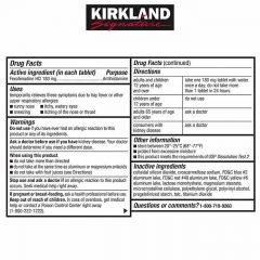 Kirkland Signature Aller-Fex, Thuoc 24 giờ Giúp Trị Các Triệu Chứng Bệnh Viêm Xoang, 120 viên