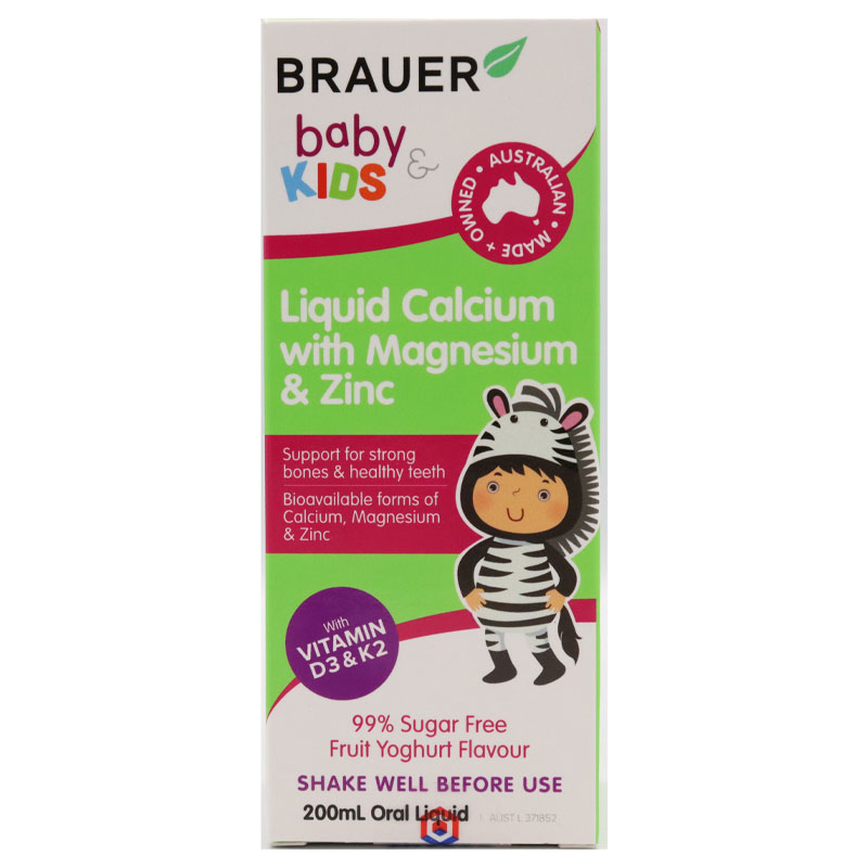 Brauer Baby & Kids Liquid Calcium with Magnesium & Zinc Úc cho trẻ trên 1 tuổi (200ml)