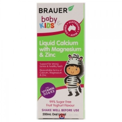 Brauer Baby & Kids Liquid Calcium with Magnesium & Zinc Úc cho trẻ trên 1 tuổi (200ml)