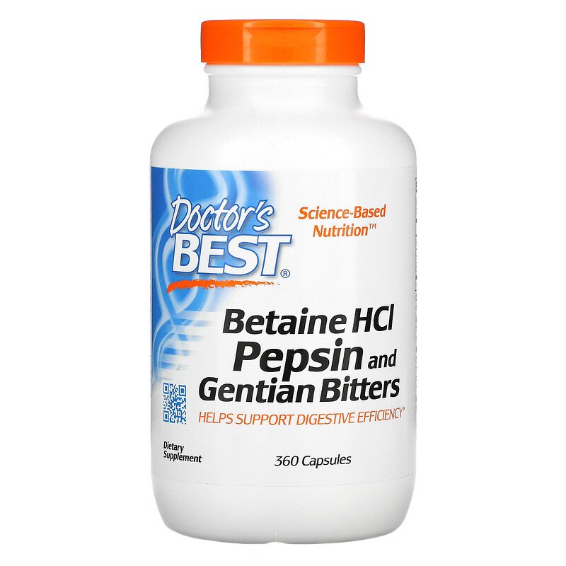 Doctor's Best Betaine HCL Pepsin Gentian Bitters 360 viên - Hỗ trợ hiệ tiêu hóa.