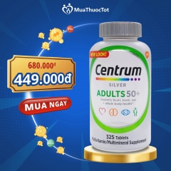 Centrum Silver Multivitamin for adults 50+: Viên bổ sung vitamin và khoáng chất cho người lớn trên 50 tuổi, 325 viên