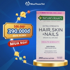 Nature's Bounty Hair Skin and Nails: Viên uống Giúp Làm Đẹp Tóc, Da và Móng Chắc Khỏe, 250 viên