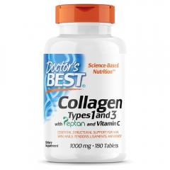 Viên Uống Bổ Sung Collagen Doctor's Best Collagen Type 1 & 3 with Peptan and Vitamin C 100 mg 180 Viên